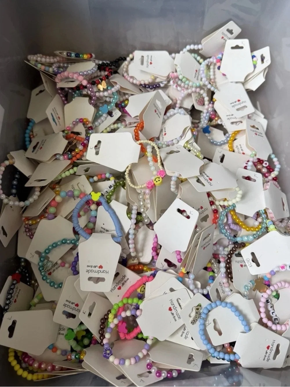 Bulk mystery set of 100 Kids Beaded Bracelet - Multicolor, handmade by me